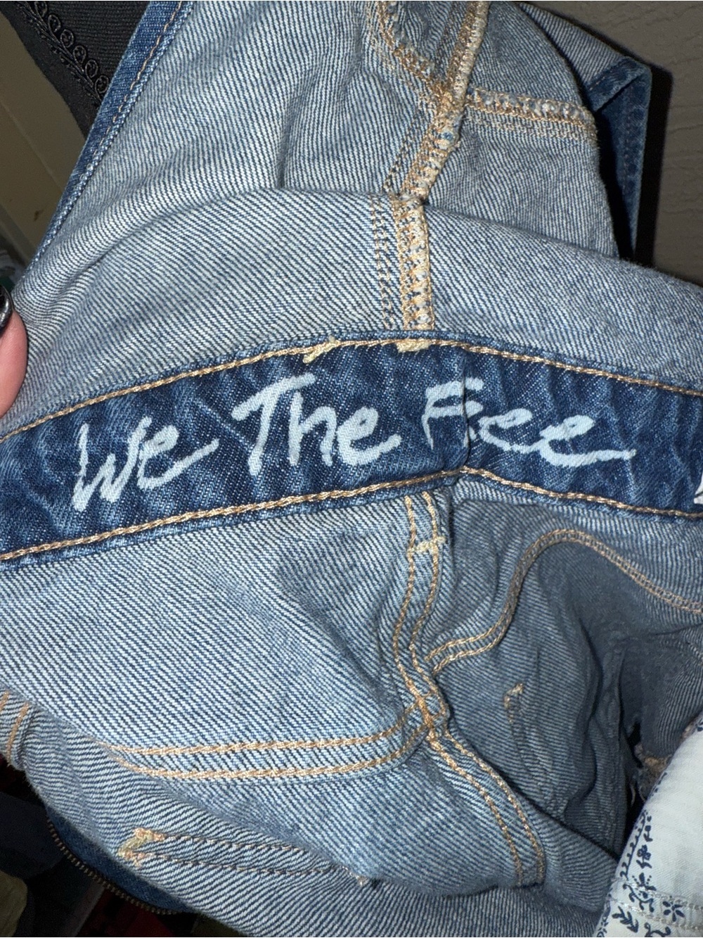 We The Free Denim Shortalls Romper Y2K Festival Grunge Boho Raw Hem Sz 4 - Picture 9 of 10